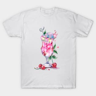 Cute Hippo and Fruit Cocktail T-Shirt